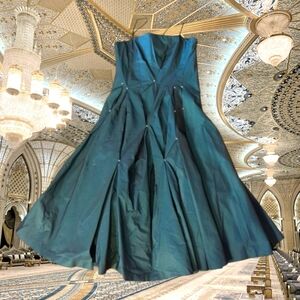 BCBGMaxazria Fairycore fit /flare green Satin dress tulle/beads NWT Sz 2